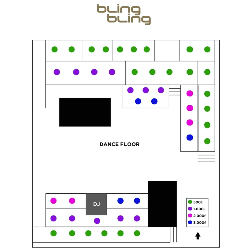 Bling Bling Barcelona VIP table layout map