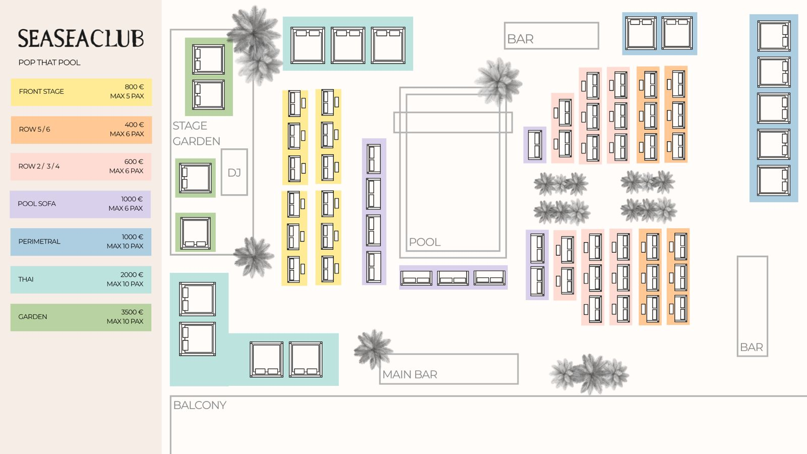 Sea Sea Club VIP table layout map