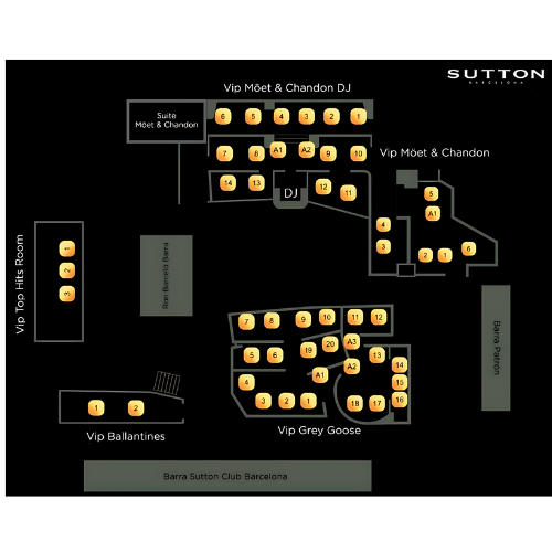 Sutton VIP table layout map