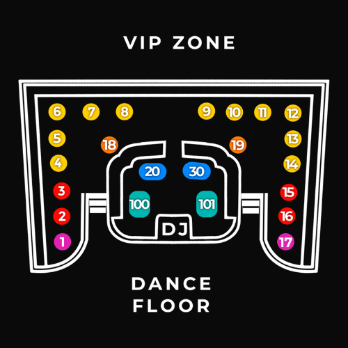 Twenties Barcelona VIP table layout map
