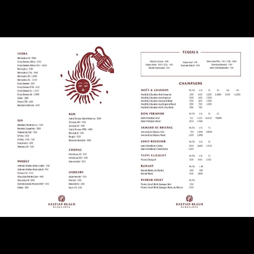 Bastian Beach Club Barcelona bottle menu page 1