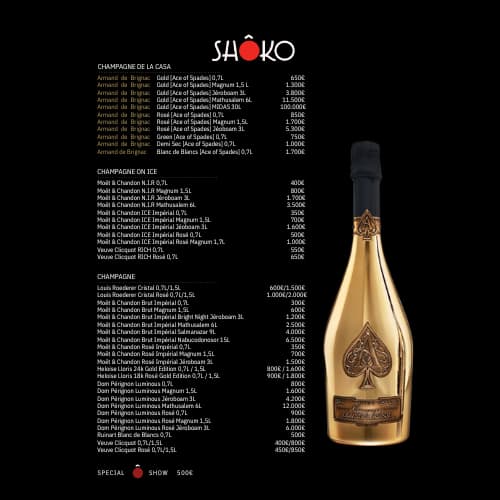 Shôko Barcelona bottle menu page 3