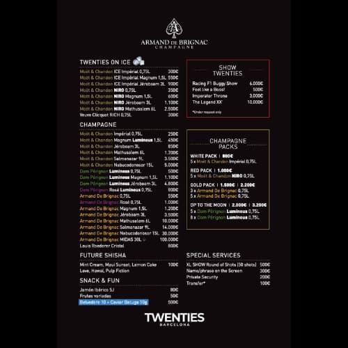 Twenties Barcelona bottle menu page 2